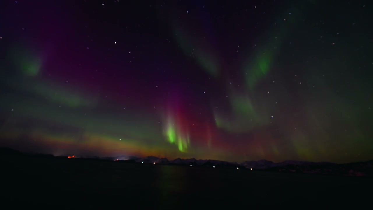 Aurora Borealis Over Arctic Norway Fjord
