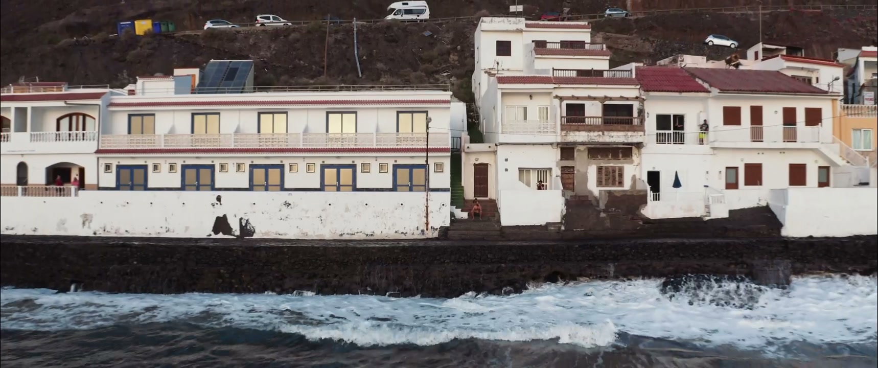 Coastal Village by Ocean Waves