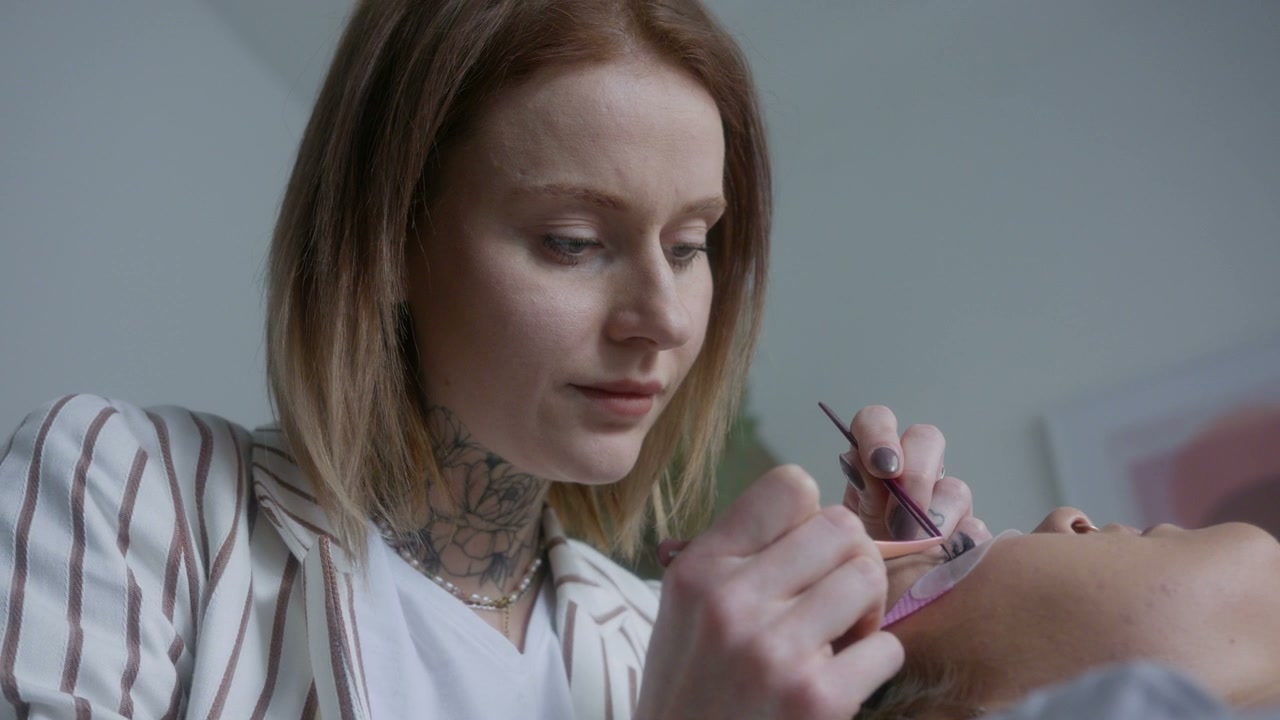 Beautician Applying Eyelash Extensions