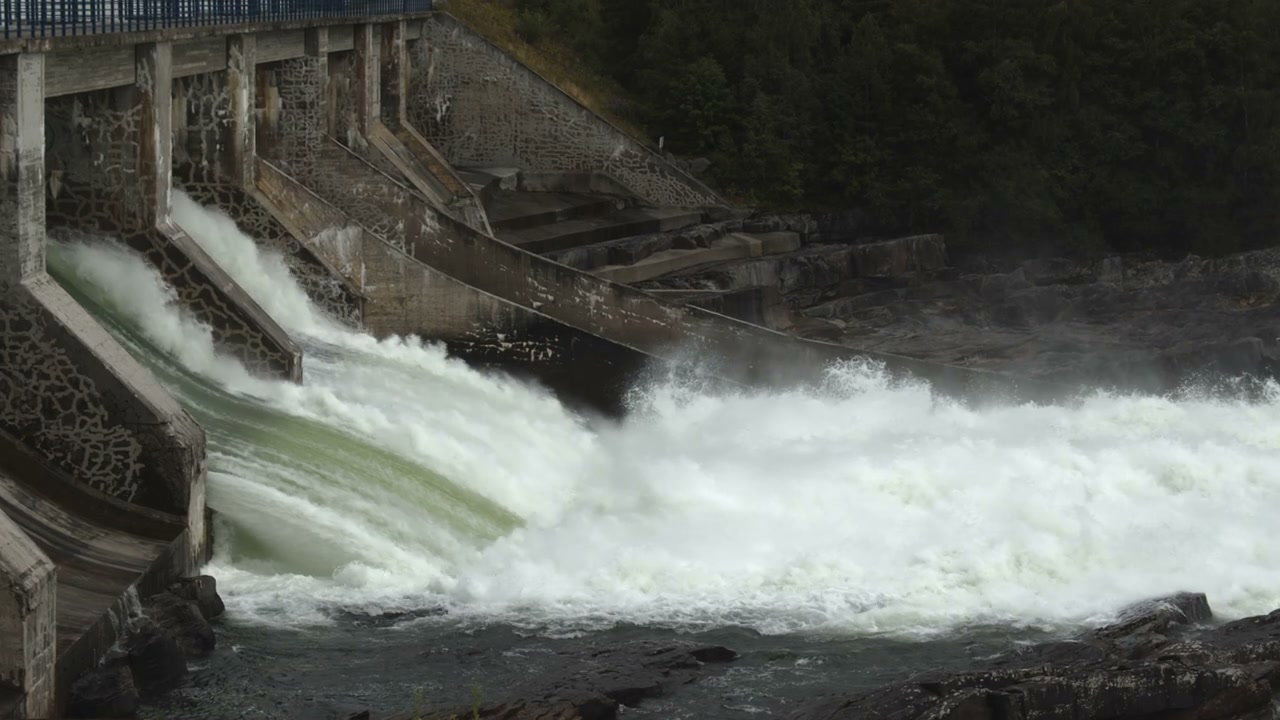 Hydroelectric Dam Discharging Water
