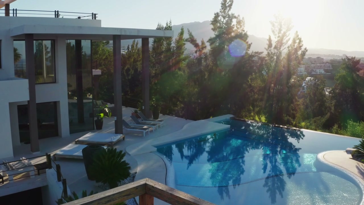 Sunrise Over Luxury Villa Infinity Pool