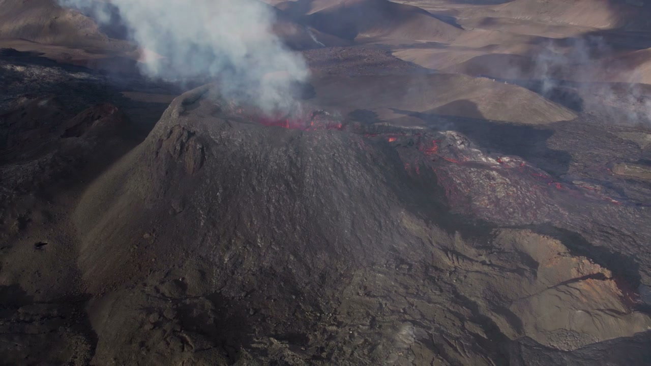 Aerial View of Erupting Volcano in Iceland • Stock Video on Uppbeat