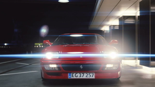 Red Ferrari 348 TB Pulls Into Gas Station At Night • Stock Video on Uppbeat