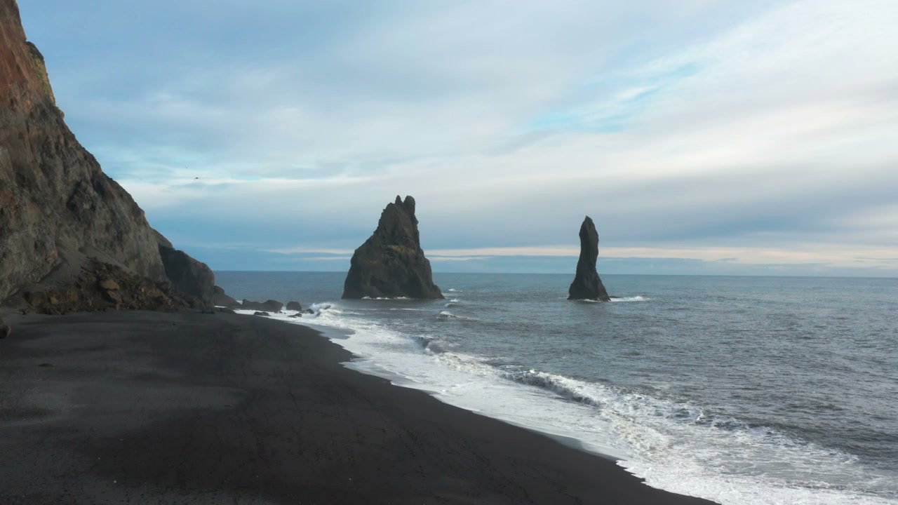 Icelandic Basalt Columns and Black Sand Beach • Stock Video on Uppbeat