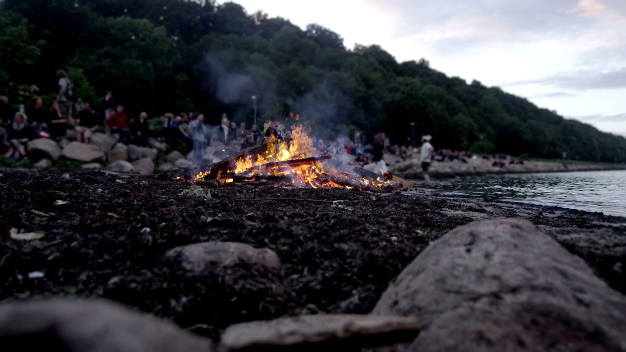 Midsummer Bonfire on Lake Shore