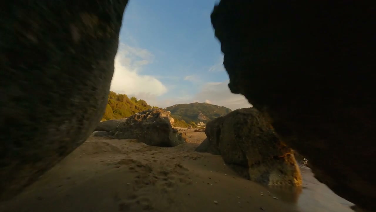 FPV Drone Through Rocks on Corfu Coastline
