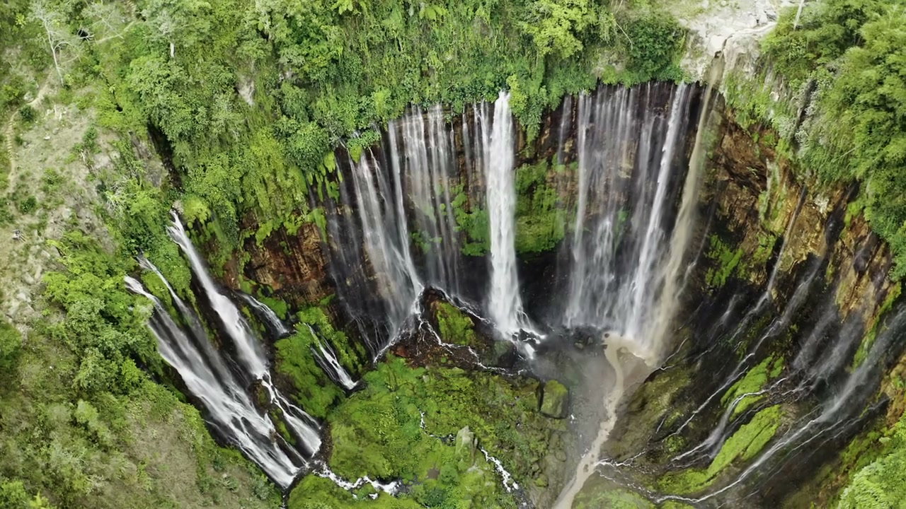 Tumpak Sewu Waterfalls Aerial View