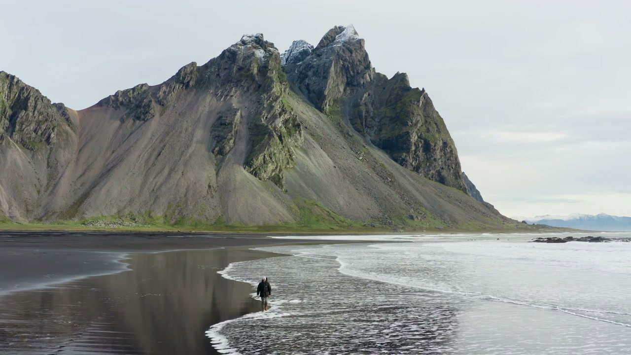 Vestrahorn Mountain and Black Sand Beach, Iceland • Stock Video on Uppbeat