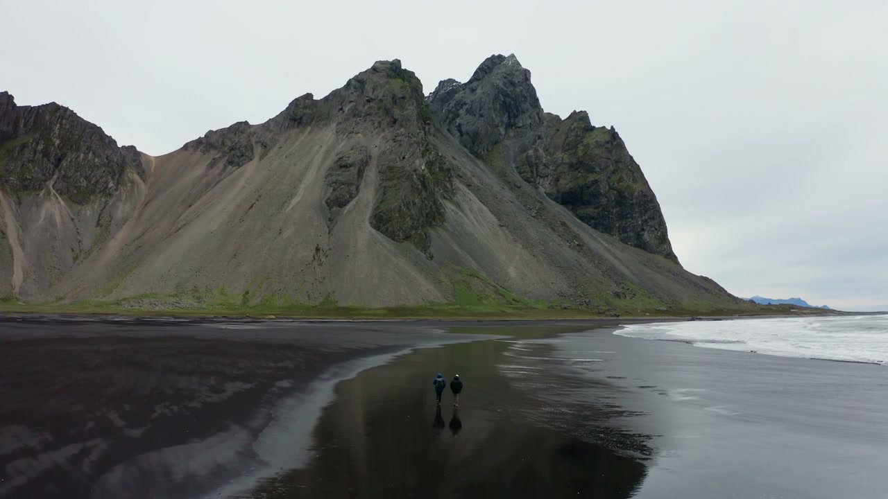 Vestrahorn Mountain and Black Sand Beach, Iceland • Stock Video on Uppbeat