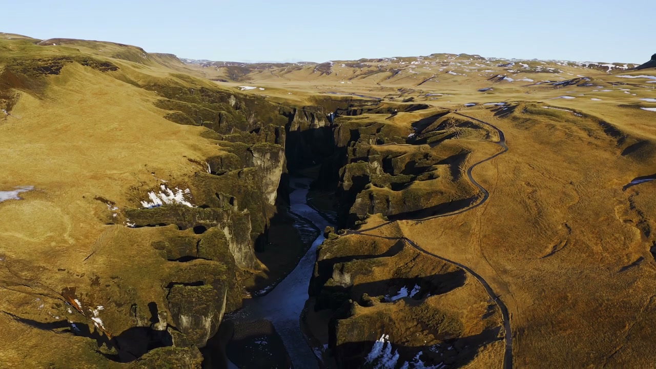 Fjaorargljufur Canyon And River Aerial