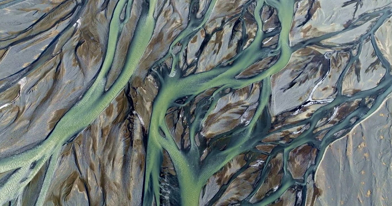 Aerial View of Braided Rivers in Iceland • Stock Video on Uppbeat