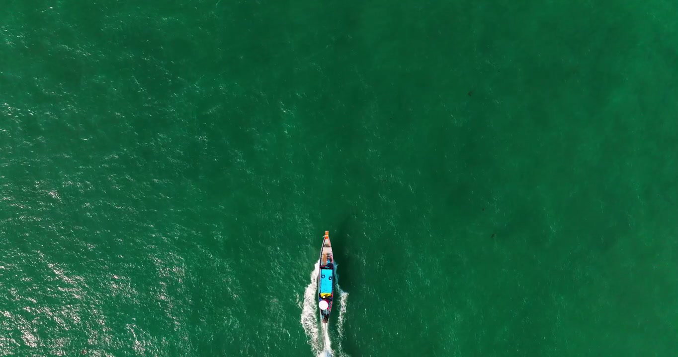 Thai Longtail Boat Cruising Tropical Sea