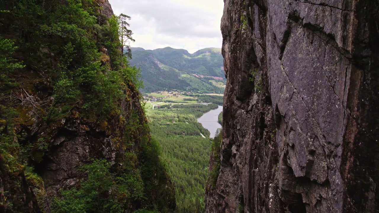 River Valley View From Between Cliffs