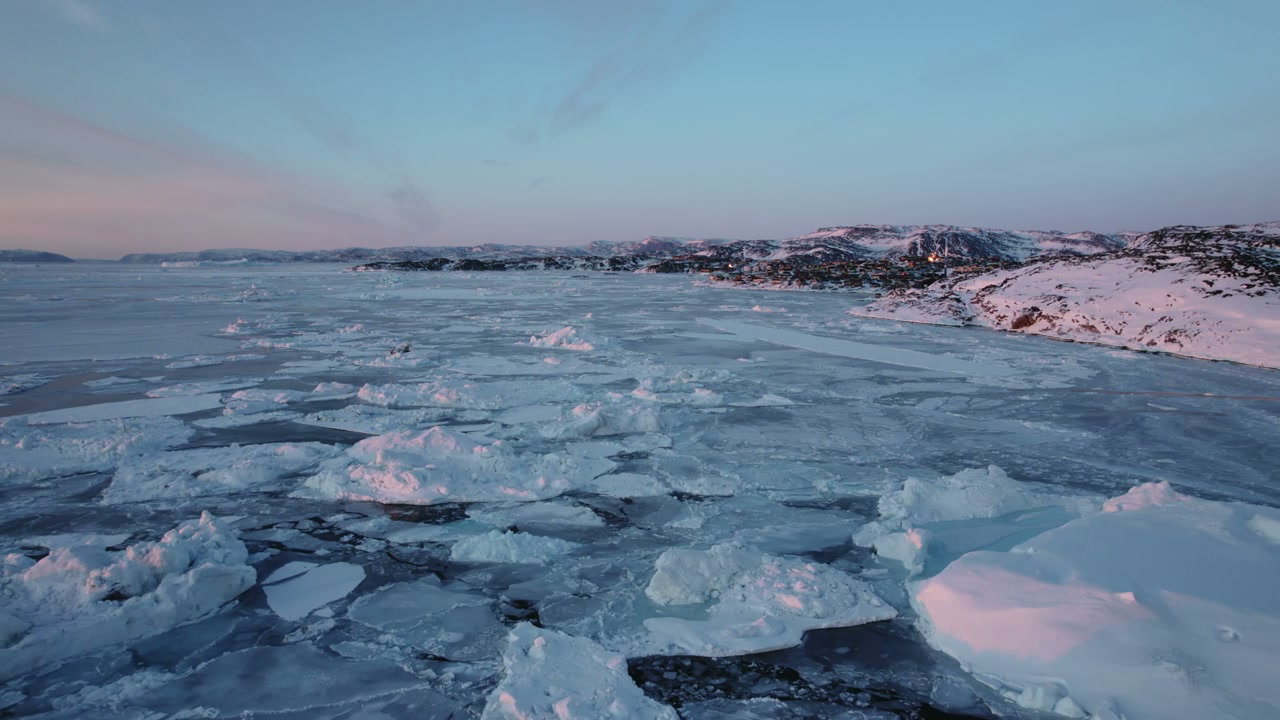 Arctic Frozen Landscape at Sunset