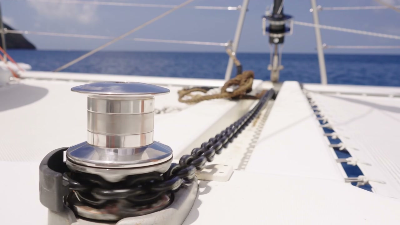 Boat Winch Pulling Anchor Chain