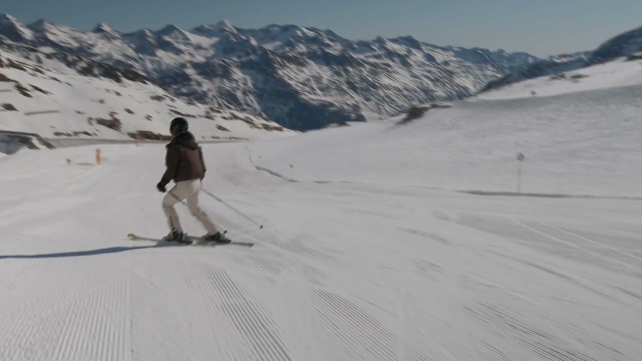 Woman Skiing Downhill in Sölden, Tyrol