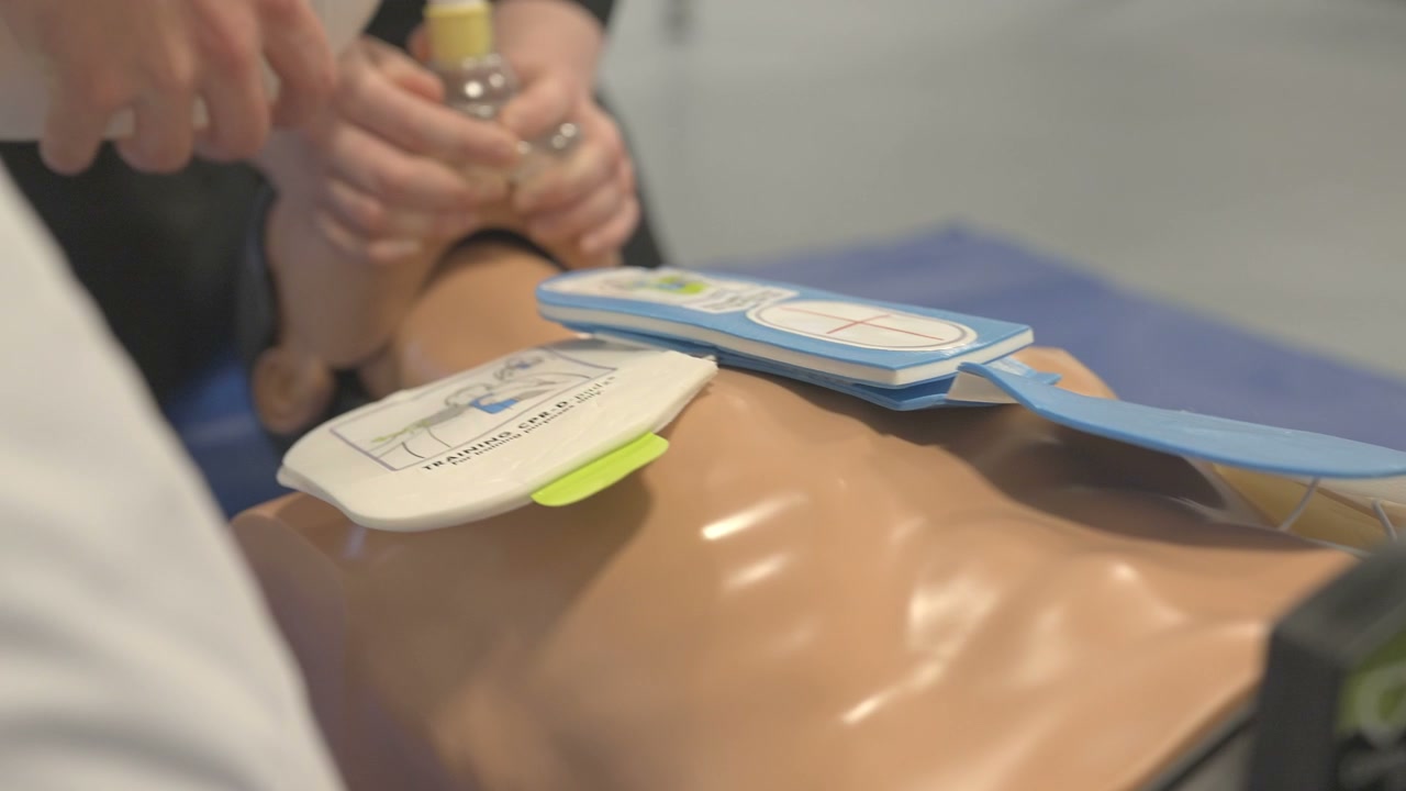 CPR Training With Mannequin and Ambu Bag