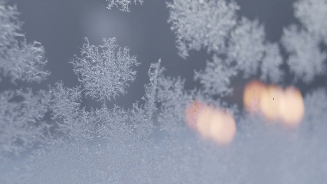 Frost Patterns With Warm Bokeh Lights