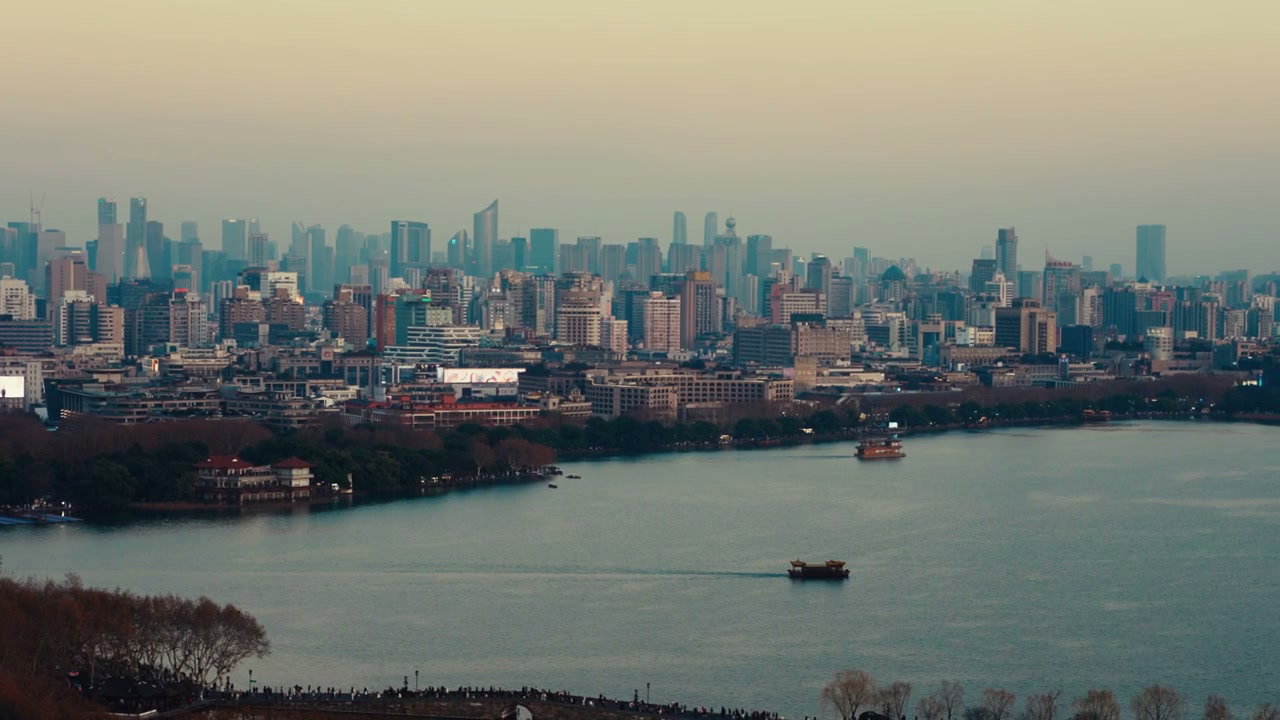 West Lake and Hangzhou City at Dusk