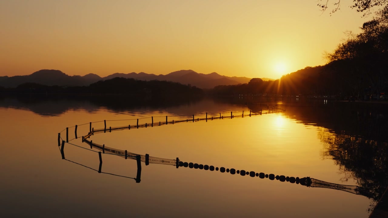 Sunset Reflection on West Lake in Hangzhou