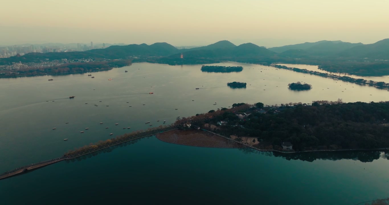 Hangzhou West Lake Panorama at Sunset
