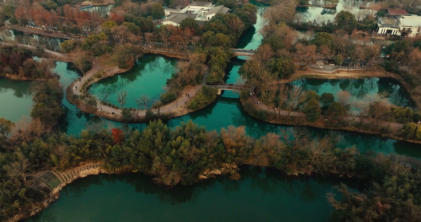 Aerial View of Hangzhou Park Waterways