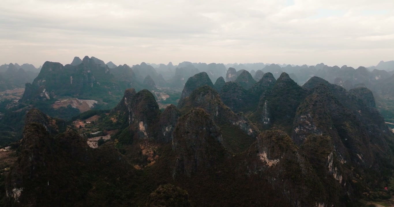 Yangshuo Karst Mountains Aerial View