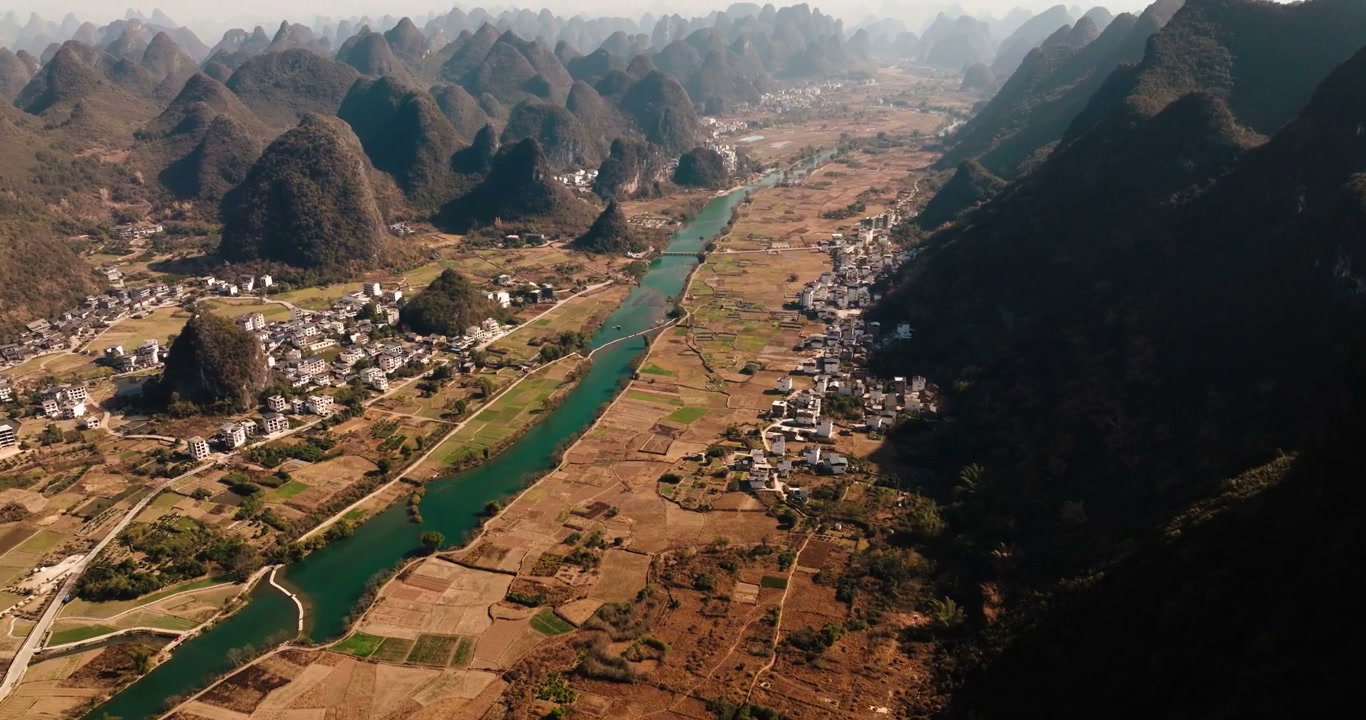 Aerial View of Yangshuo Karst Landscape