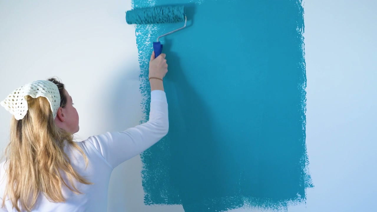 Person Painting Wall Turquoise