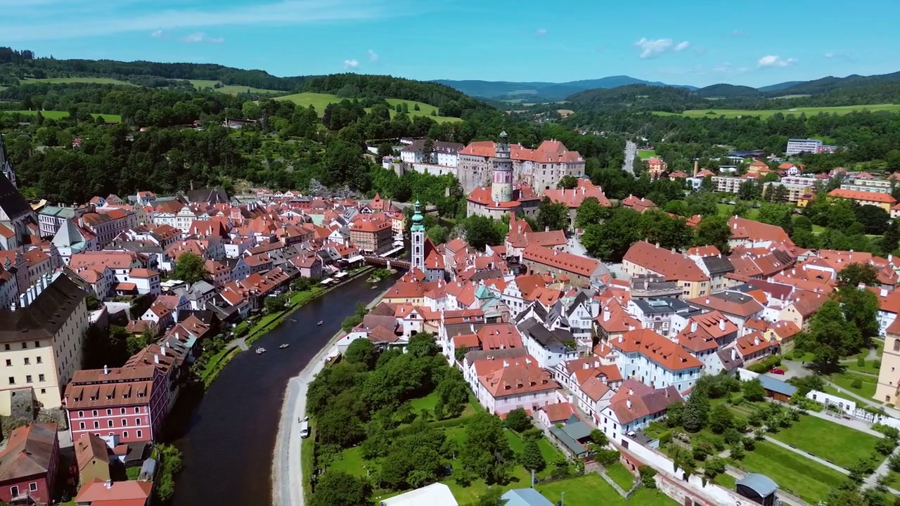 Aerial View of Český Krumlov Townscape