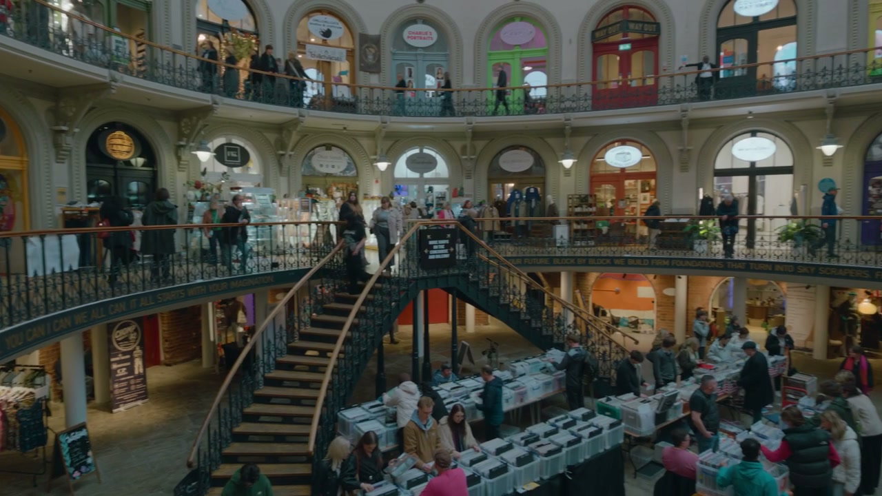 Busy Indoor Market Hall View From Above