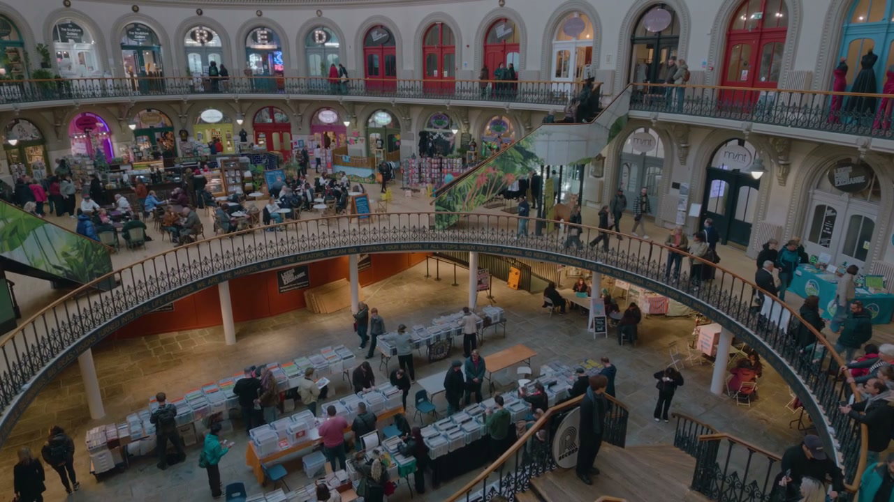Busy Indoor Market in Circular Building