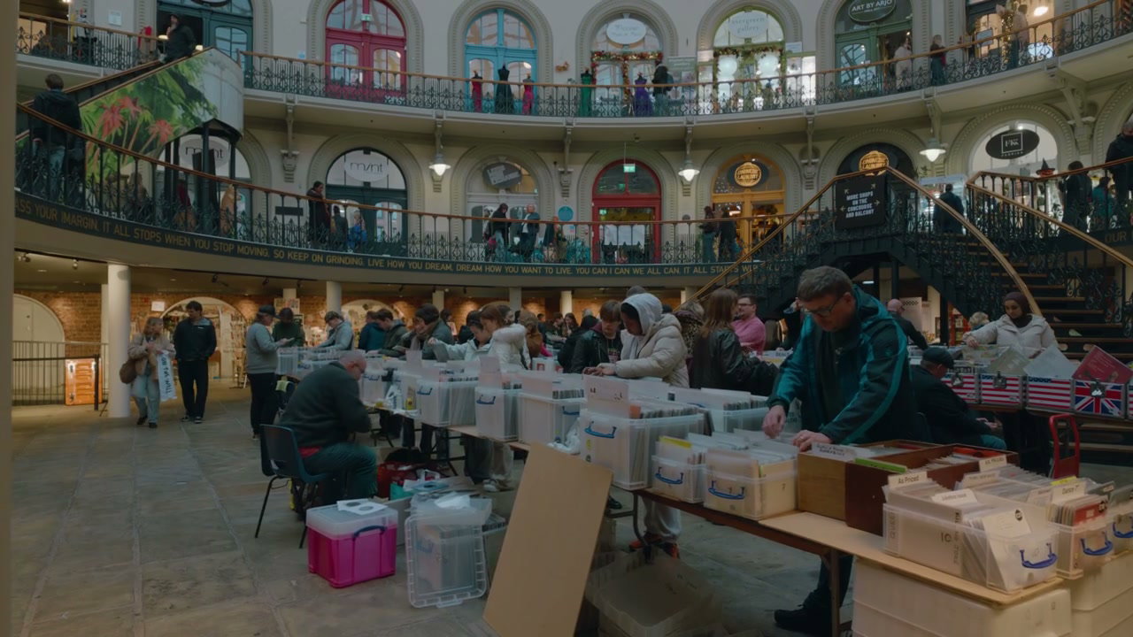 People Browsing Record Stalls in Rotunda
