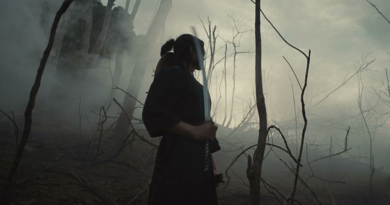 Samurai Drawing Katana in Misty Forest