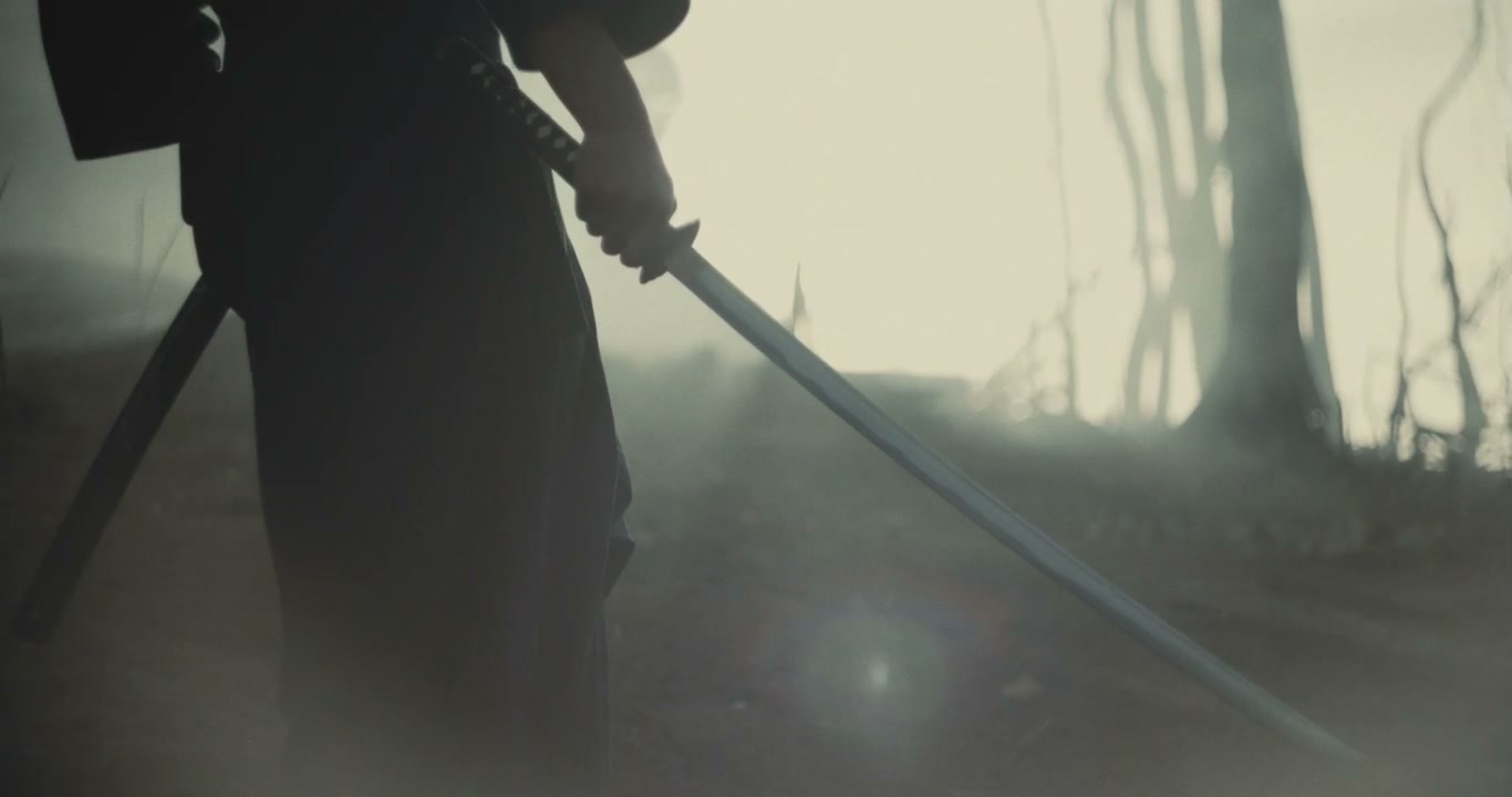 Samurai Drawing Katana in Misty Forest