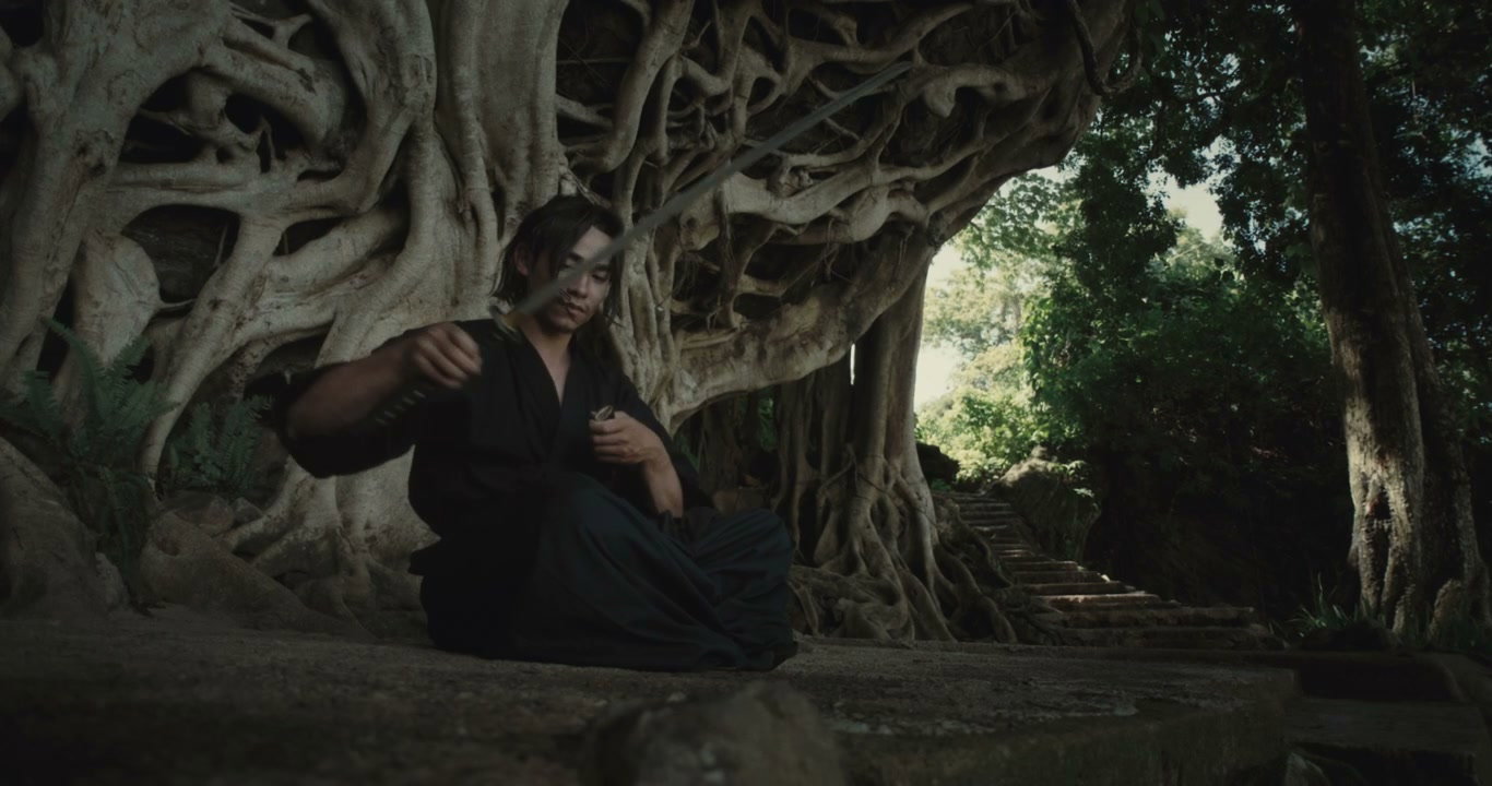 Samurai Drawing Katana Under Ancient Tree