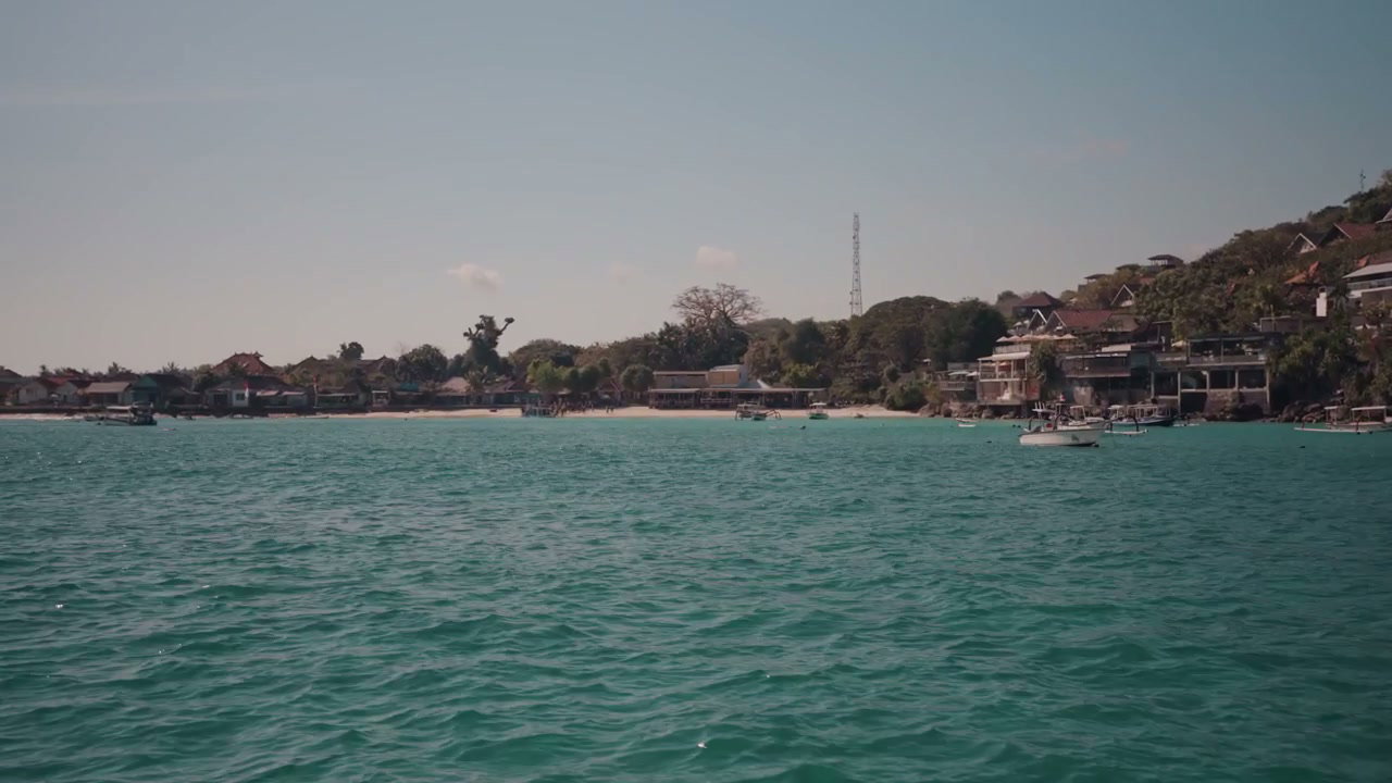 Tropical Island Coastline with Boats