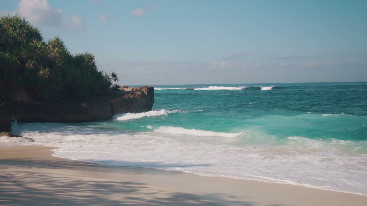 Tropical Beach Ocean Waves on Sandy Shore