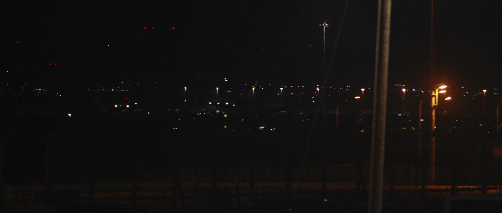 Airport Terminal at Night with Lights