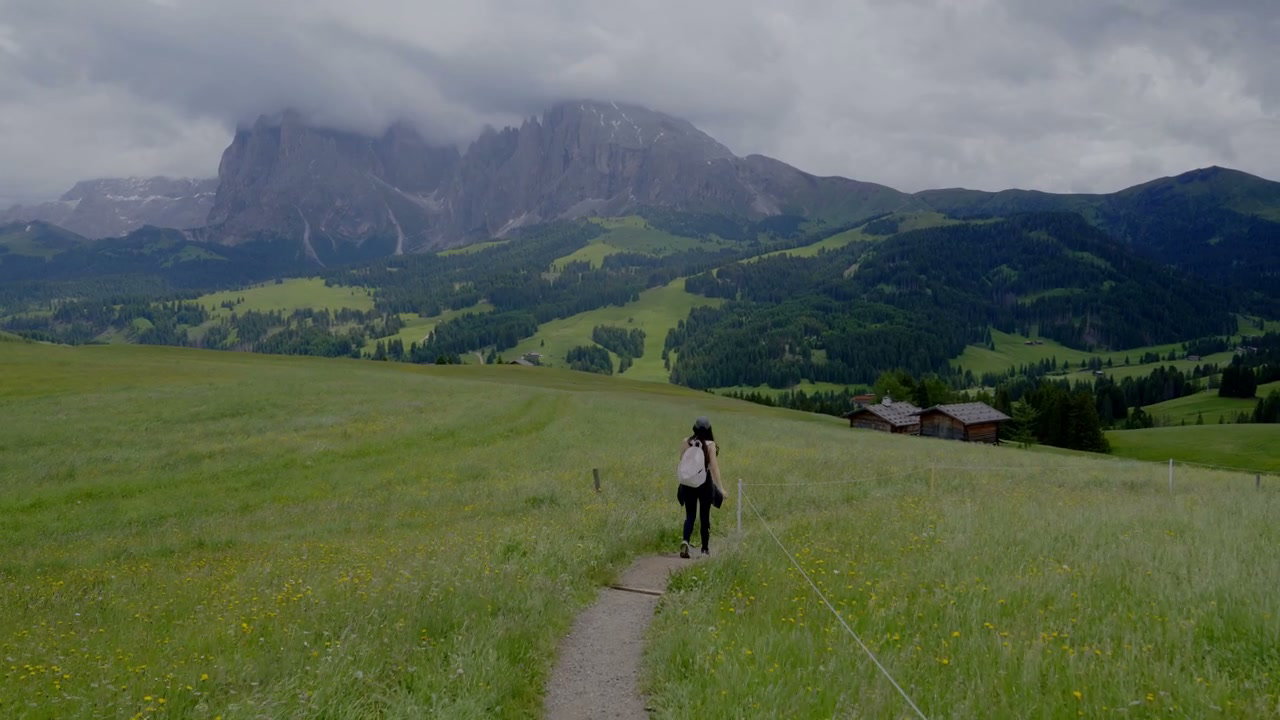 Alpe di Siusi Hike Through Green Meadow