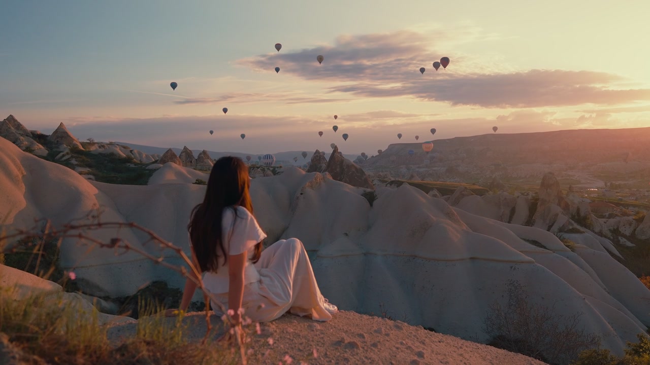 Sunrise Over Cappadocia With Hot Air Balloons