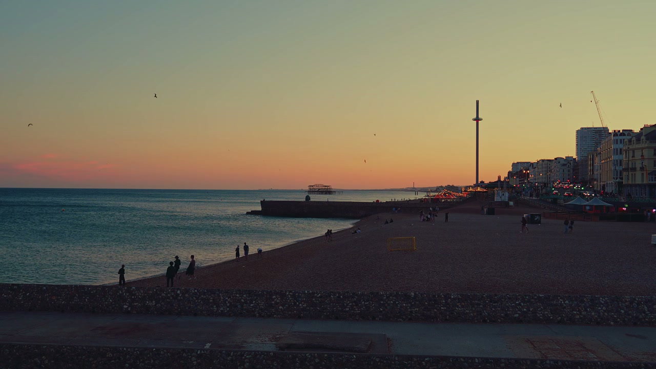 Sunset Over Brighton Beach and Palace Pier