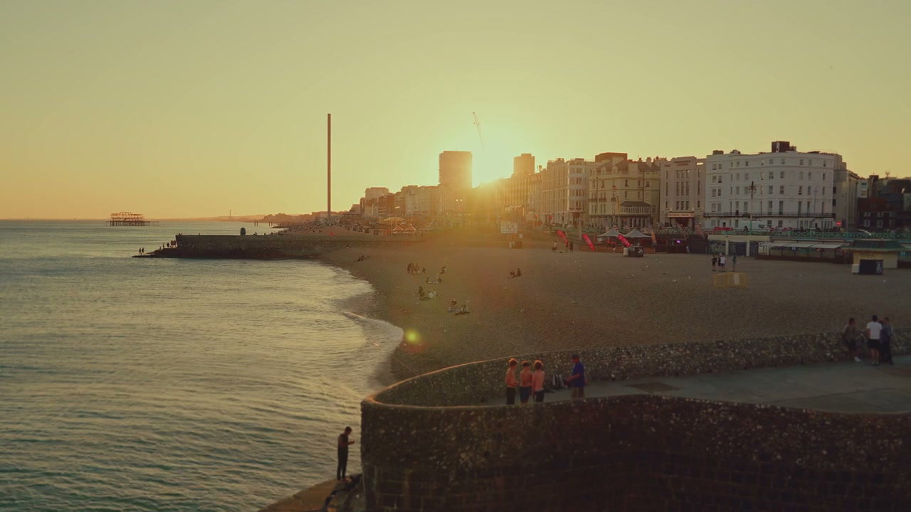 Brighton Beach and Pier at Sunset