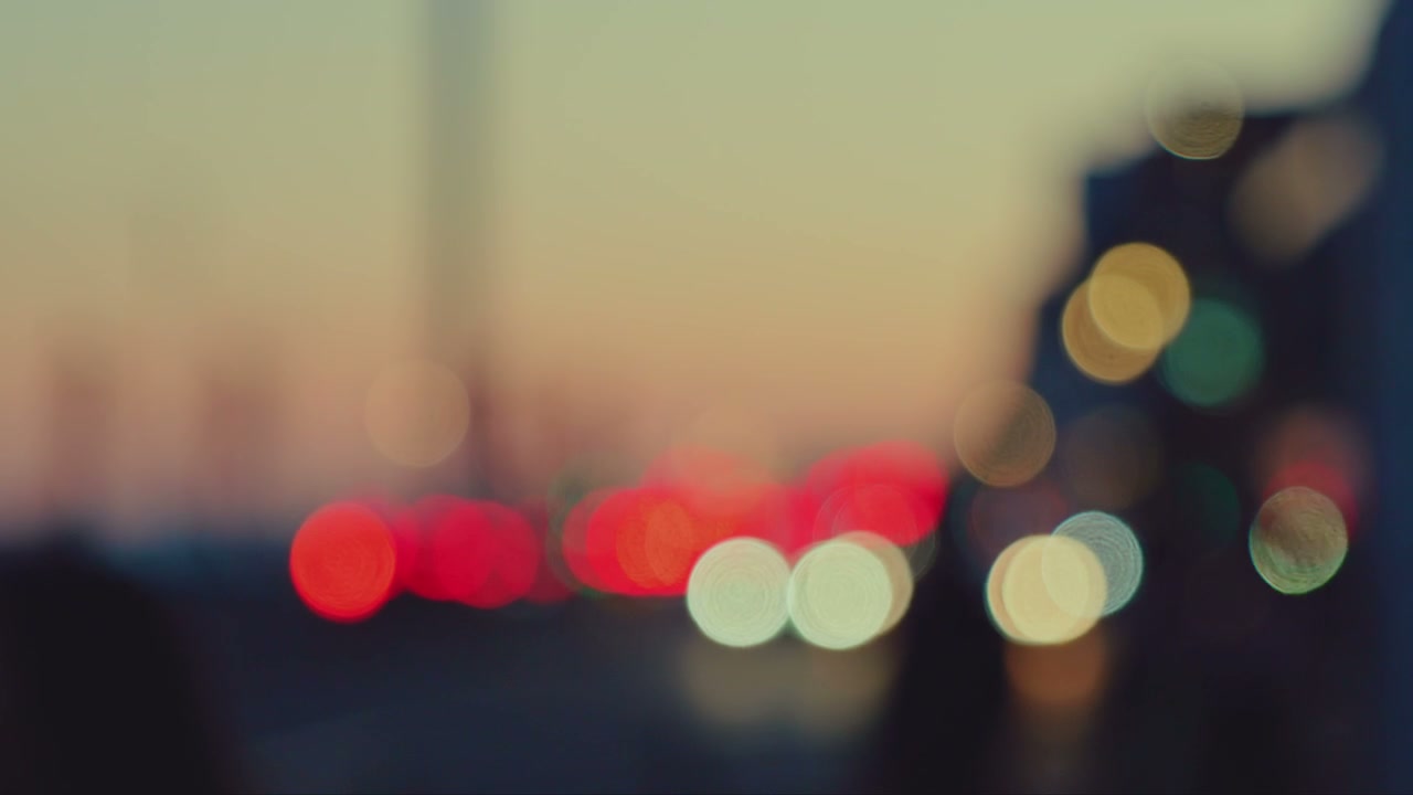 Urban City Street Lights Bokeh at Dusk