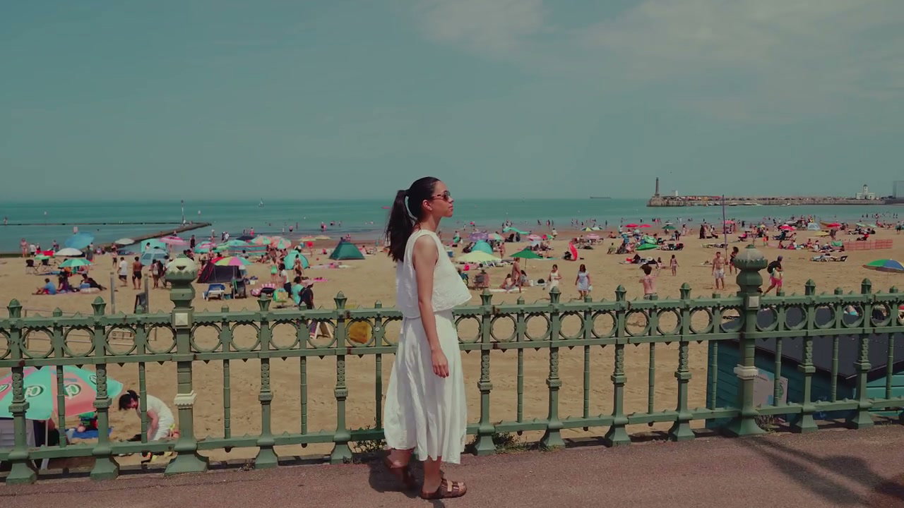 Woman Walking by Margate Beach
