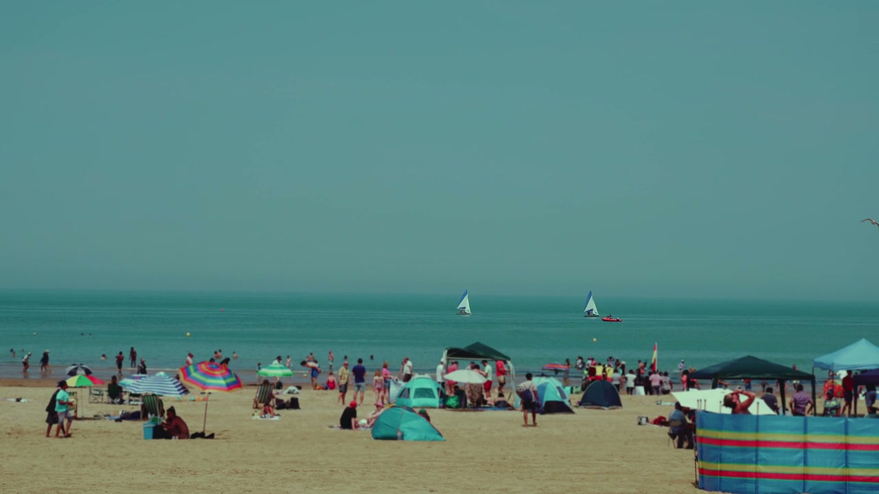 Busy Beach Scene in Margate