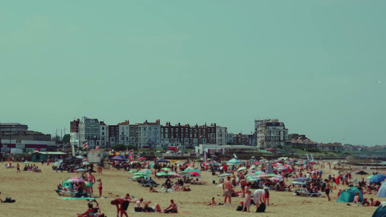 Crowded Margate Beach on a Sunny Day