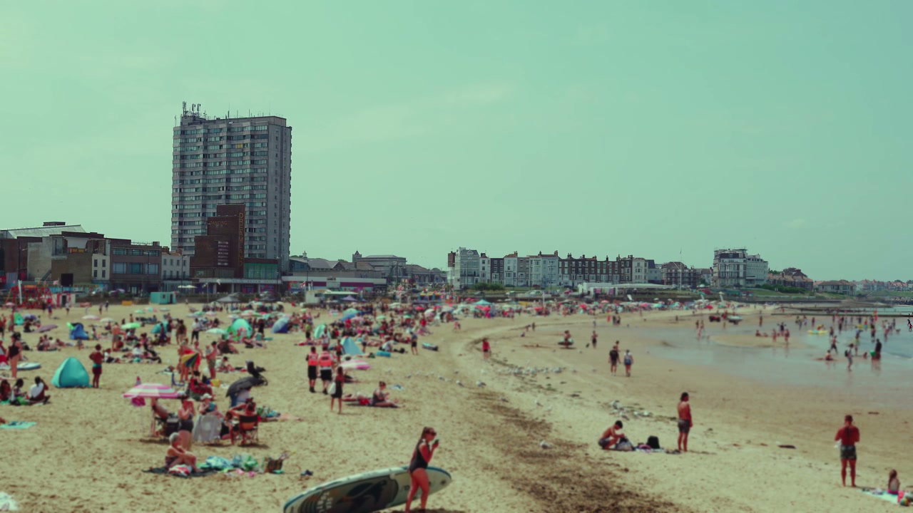 Crowded Margate Beach on a Summer Day