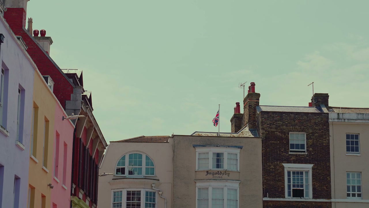 Union Jack Flag Waving Above Margate Buildings