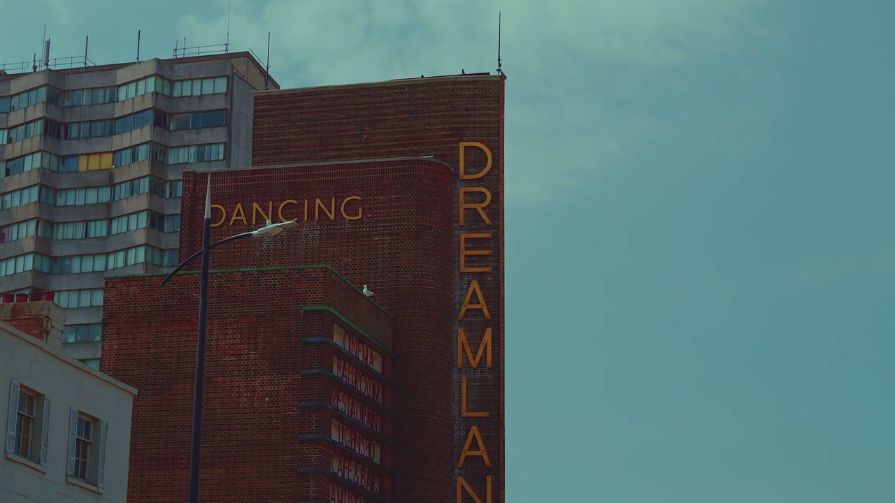 Dreamland Sign in Margate with Flying Seagull